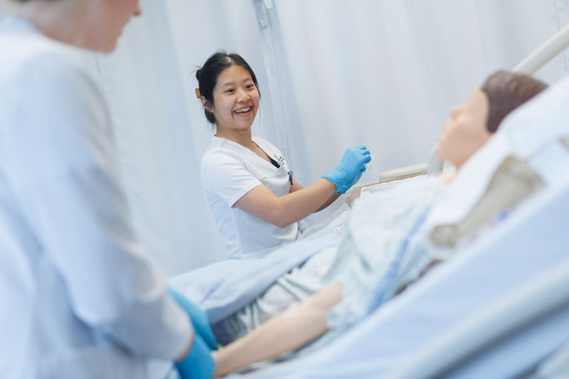 Nursing students in clinical setting